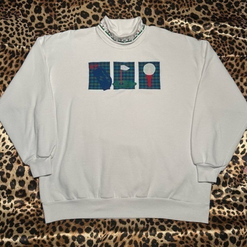 Vintage Jerzees Golf Embroidered Sweatshirt with Printed Collar